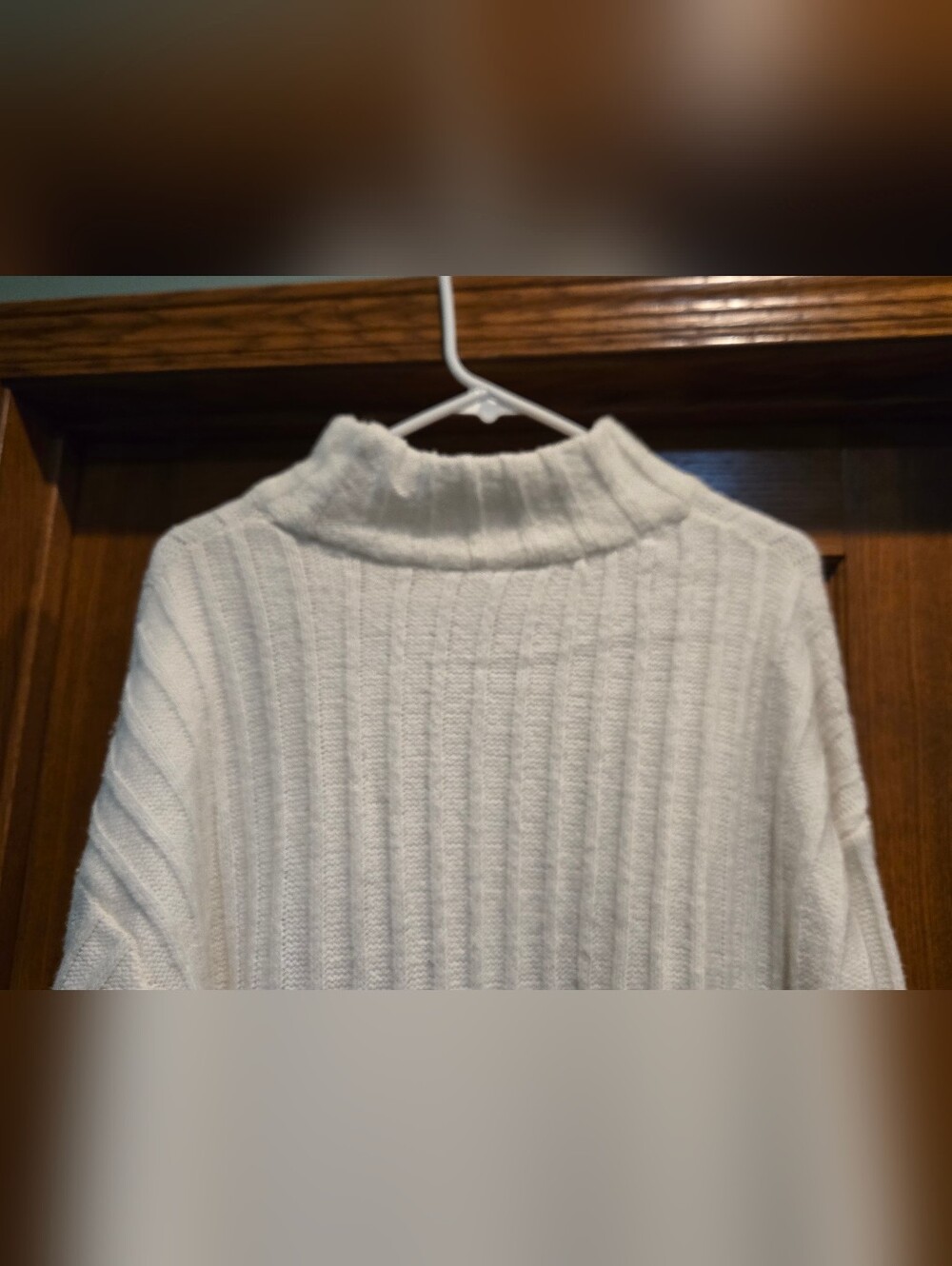 Time and Tru Cream Ribbed Cowl Neck Sweater - Picture 15 of 15